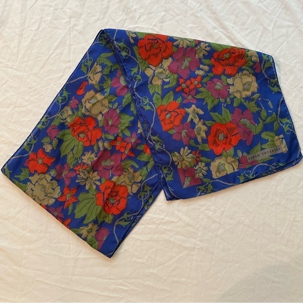 Vintage Sarah Coventry Long Rectangle Floral Scarf Semi-Sheer 52” x 9” - Picture 4 of 4